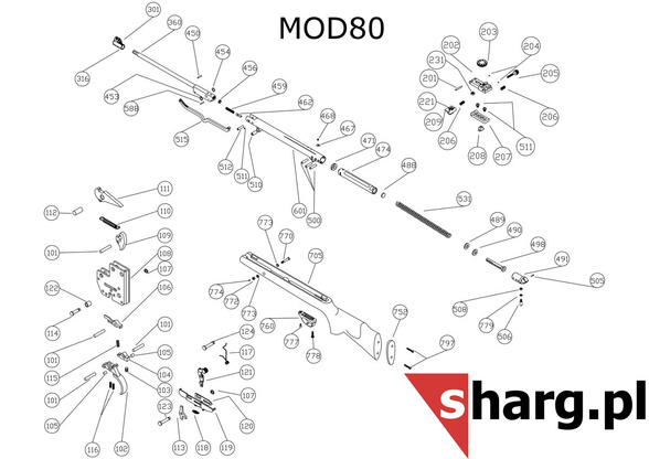Śruba kontrująca mocująca osadę do Hatsan MOD 55S-155, Dominator 200, Proxima (774)
