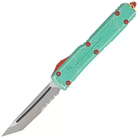 Microtech Ultratech T/E Bounty Hunter Signature OTF Knife Distressed Green Aluminum, Apocalyptic P/S M390 by Tony Marfione (123-11BH)