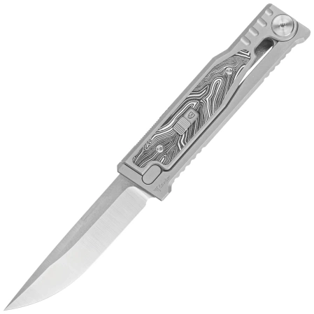 Nóż grawitacyjny Reate EXO-M Gravity Drop Point Bead Blasted Titanium/Damascus Black-White G10, Satin Elmax