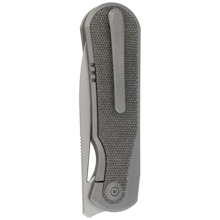 WE Knife Baloo Grey Titanium / Dark Green Micarta, Silver Bead Blasted CPM 20CV by Ostap Hel (WE21033-4)