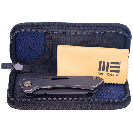 WE Knife Mini Buster Antique Bronze Titanium, Black Stonewashed CPM 20CV by Snecx Tan (2003B)