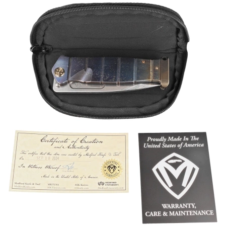Nóż składany Medford USMC FF "Solar Flare"/Blue Titanium, Bronze HW/Clip, Tumbled S45VN by Grreg Medford (MK204STQ-03A2-T1C1-P1)
