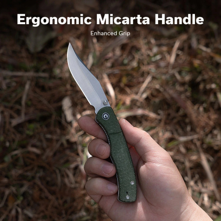 Nóż składany Civivi Clingman Green Canvas Micarta, Satin Nitro-V by Taylor Martin Best Damn EDC (C23065-4)