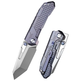 Remette RT-Cool Leopard Knife Grilled Blue Titanium, Pearlescent M390 (RTKS-L)