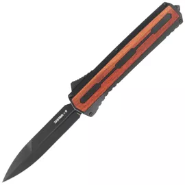 Nóż automatyczny OTF Tekto A7 Zastava S/P Black Aluminium/Red Wood, Black CPM S35VN