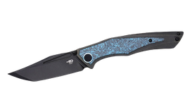 Nóż składany Bestech Togatta Black Titanium/Black-Blue Carbon Fiber, Black Stonewashed M390 by Koens Craft (BT2102H)