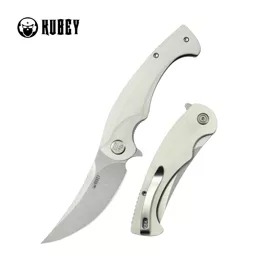 Nóż składany Kubey Scimitar White G10, Beadblasted 14C28N (KU173I)