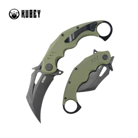 Nóż składany Kubey Wrath Green G10, Blackwashed 14C26N by MUZI Design (KU261F)