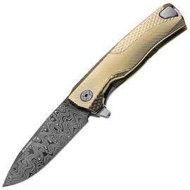 Nóż składany LionSteel ROK Gold Titanium, Chad Nichols Scrambled Damascus (ROK DD GL)