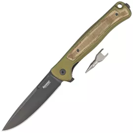 Nóż składany LionSteel Skinny Green Aluminium/Green Canvas Micarta, Old Black MagnaCut by Molletta (SK01A GB)