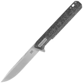 Nóż składany Tekto F2 Bravo Black/Silver Forged Carbon Fiber, Satin D2 (F2R_CCBK_D2SI1_A4)