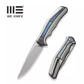 Nóż składany WE Knife Zonda Gray Titanium / Twill Carbon Fiber, Silver Bead Blasted CPM 20CV by Kellen Bogardus (WE22016-2)