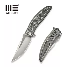 Nóż składany We Knife Quinseris Gray Titanium/Aluminum Foil Carbon, Hand Polished Satin/Gray Stonewashed M390 (WE23093-3)