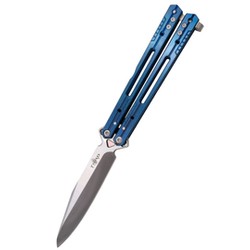 Nóż motylkowy Third Decor Habitat Balisong Blue Titanium Stainless Steel, Satin 420 (K2920A)