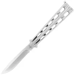 Nóż motylkowy Third Decor Habitat Balisong Silver Stainless Steel, Satin 420 (K2919B)