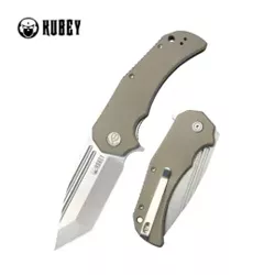 Nóż składany Kubey Bravo One Tanto Tan G10, Beadblasted AUS-10 by Mikkel Willumsen (KU318C)