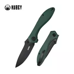 Nóż składany Kubey Ruckus Green G10, Blackwashed AUS-10 by Sherif Manganas (KU314L)