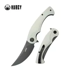 Nóż składany Kubey Scimitar White G10, Blackwashed 14C28N (KU173J)