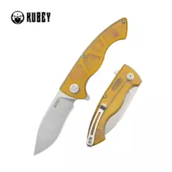 Nóż składany Kubey Timberwolf Yellow Ultem, Stonewashed 14C28N (KU208E)