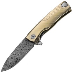 Nóż składany LionSteel ROK Gold Titanium, Chad Nichols Scrambled Damascus (ROK DD GL)