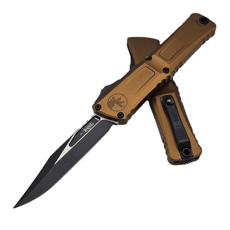 Nóż automatyczny OTF Microtech Combat Troodon Bowie Gen III Tan Aluminium, Black M390MK by Tony Marfione (1146-1TA)