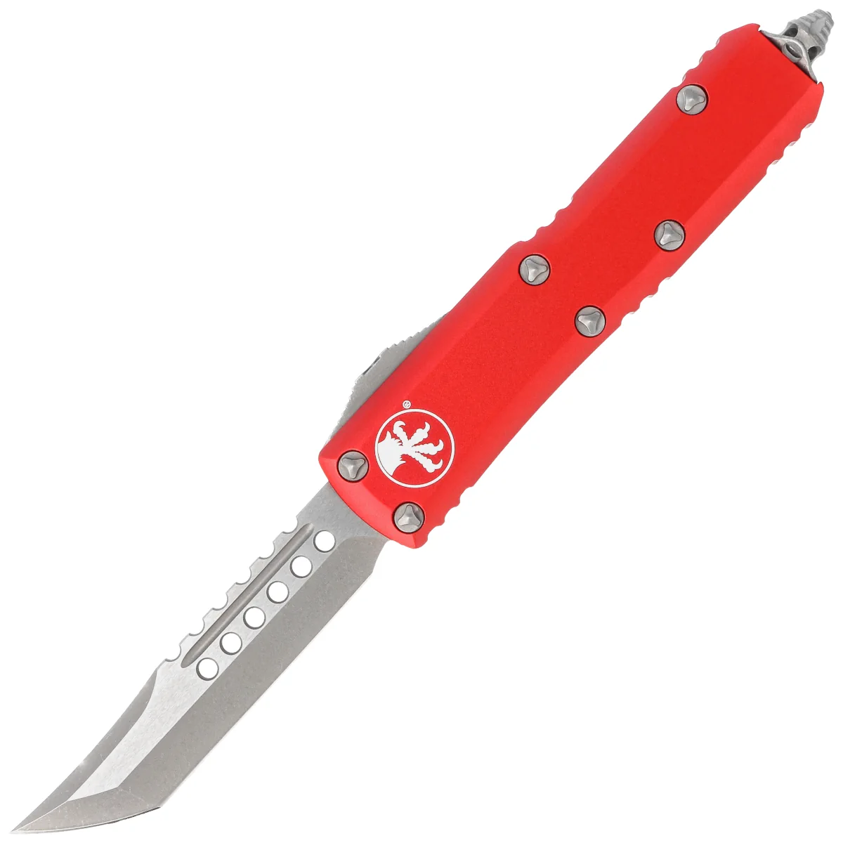 Nóż automatyczny OTF Microtech UTX-85 Hellhound T/E Signature Red Aluminium, Apocalyptic M390 (719-10APRDS)