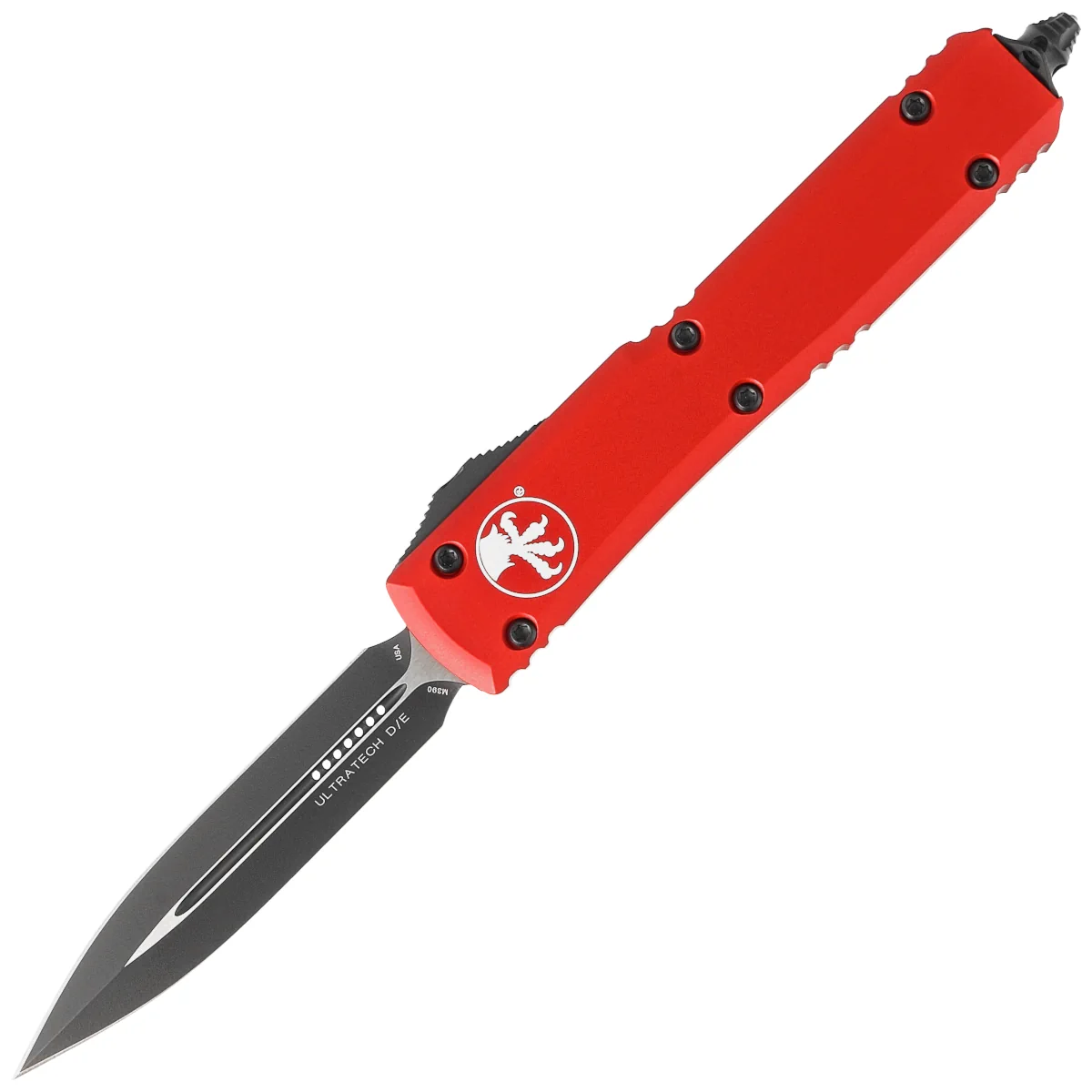 Nóż automatyczny OTF Microtech Ultratech D/E Red Aluminium, Black  M390 by Tony Marfione (122-1RD)