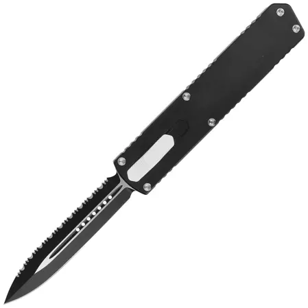 Nóż automatyczny OTF TacKnives TAKCOM Nighthawk V2 Double Edge Black Aluminum, DLC 154CM