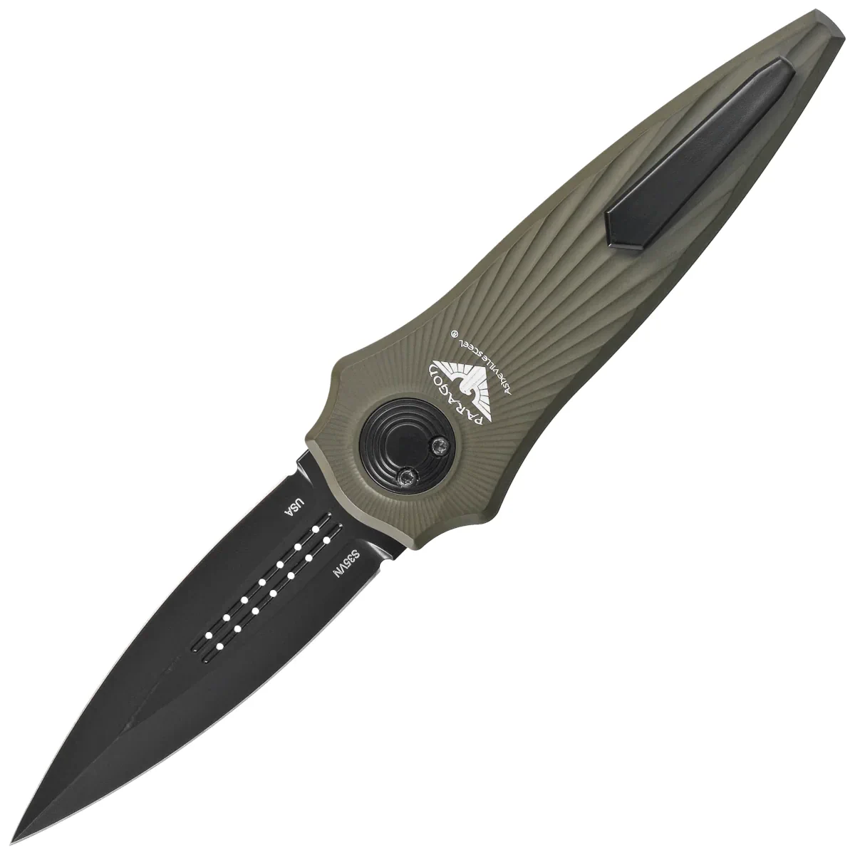 Nóż grawitacyjny Paragon Warlock-X Tapered StarBurst OD Green Aluminium, Cerakote Black CPM S35VN (WLOCX-TSB-OD-DO-CB)