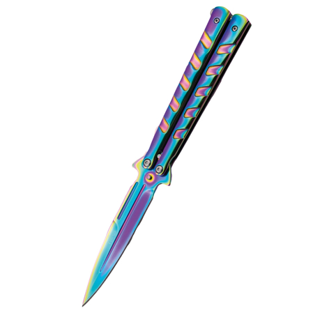 Nóż motylkowy Third Decor Habitat Balisong Rainbow Stainless Steel, Rainbow 420 (16100W)