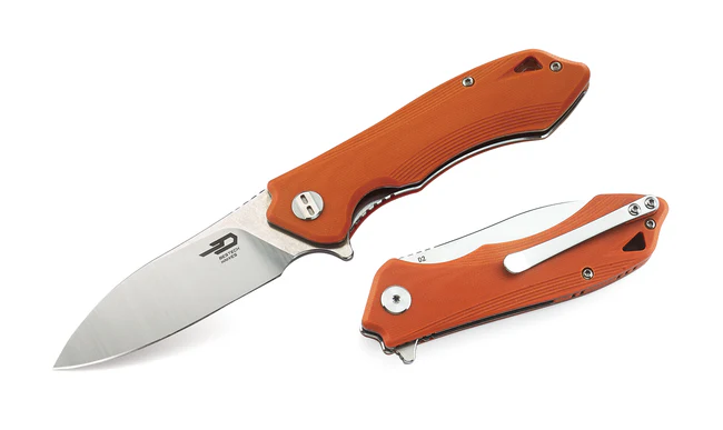 Nóż składany Bestech Beluga Orange G10, Stonewashed/Satin D2 (BG11E-2)