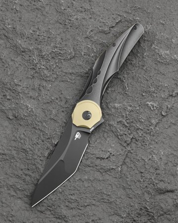 Nóż składany Bestech Excentric Black Titanium, Black Stonewashed M390 by Kombou and TNT Knives (BT2412B)