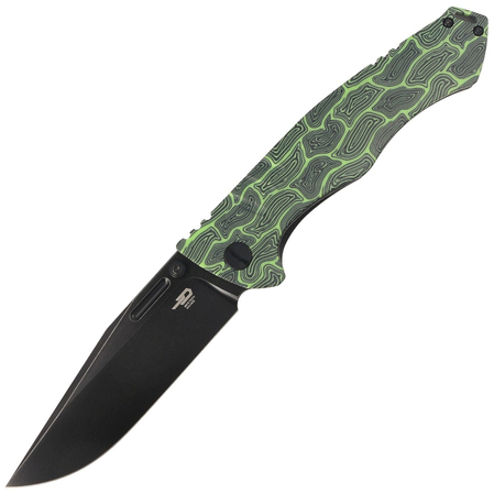 Nóż składany Bestech Keen II Black-Green G10/Titanium, Black Stonewashed CPM S35VN by Koens Craft (BT2301E)