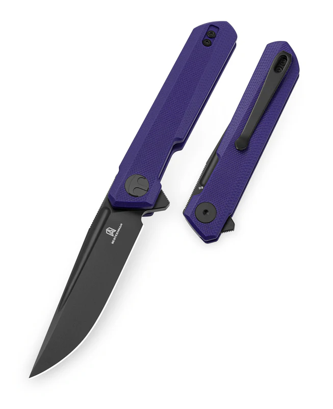 Nóż składany Bestechman Mini Dundee DD Purple G10, Black PVD D2 by Ostap Hel (BMK08D)