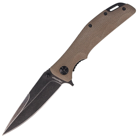 Nóż składany FoxEdge Mandatory Fun G10 Coyote Tan, Stone Washed PVD by Russ Kommer (FE-025)