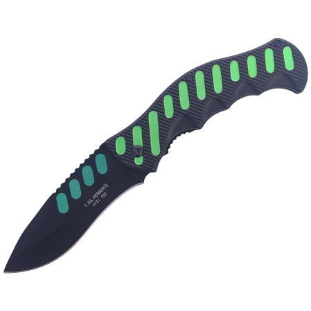 Nóż składany Herbertz Solingen Hit Black / Green Aluminium, Black Blade (565912)