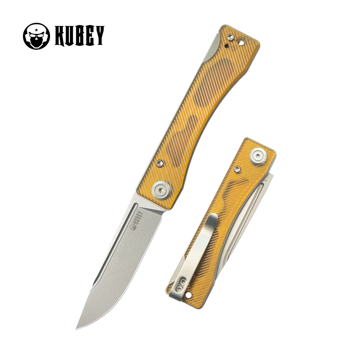 Nóż składany Kubey Akino Yellow Ultem, Beadblasted 14C28N by Tiguass (KU2102E)