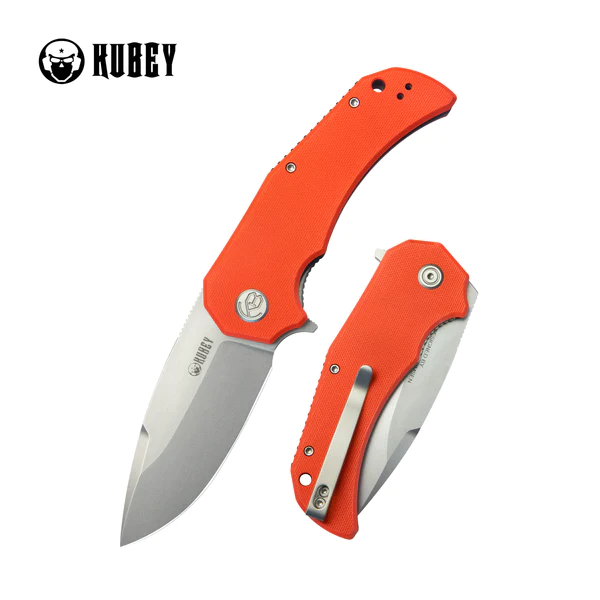 Nóż składany Kubey Bravo One Drop Point Orange G10, Bead Blasted AUS-10 by Mikkel Willumsen (KU319B)