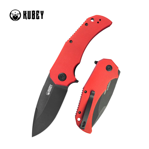 Nóż składany Kubey Bravo One Drop Point Red G10, Blackwashed AUS-10 by Mikkel Willumsen (KU319E)