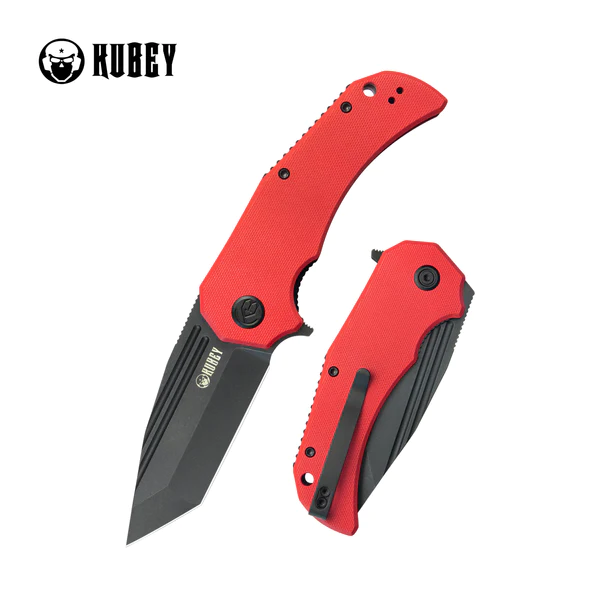 Nóż składany Kubey Bravo One Tanto Red G10, Blackwashed AUS-10 by Mikkel Willumsen (KU318B)