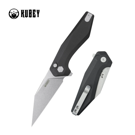 Nóż składany Kubey Fenrir Black G10, Stonewashed 14C28N by Damned Designs (KU393A)