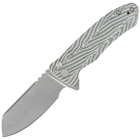 Nóż składany Kubey Knife Creon White/Green G10, Damascus (KU336A)
