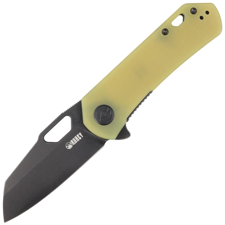 Nóż składany Kubey Knife Duroc Translucent Yellow G10, Black Stonewashed AUS-10 by Colin Maisonpierre (KU332H)