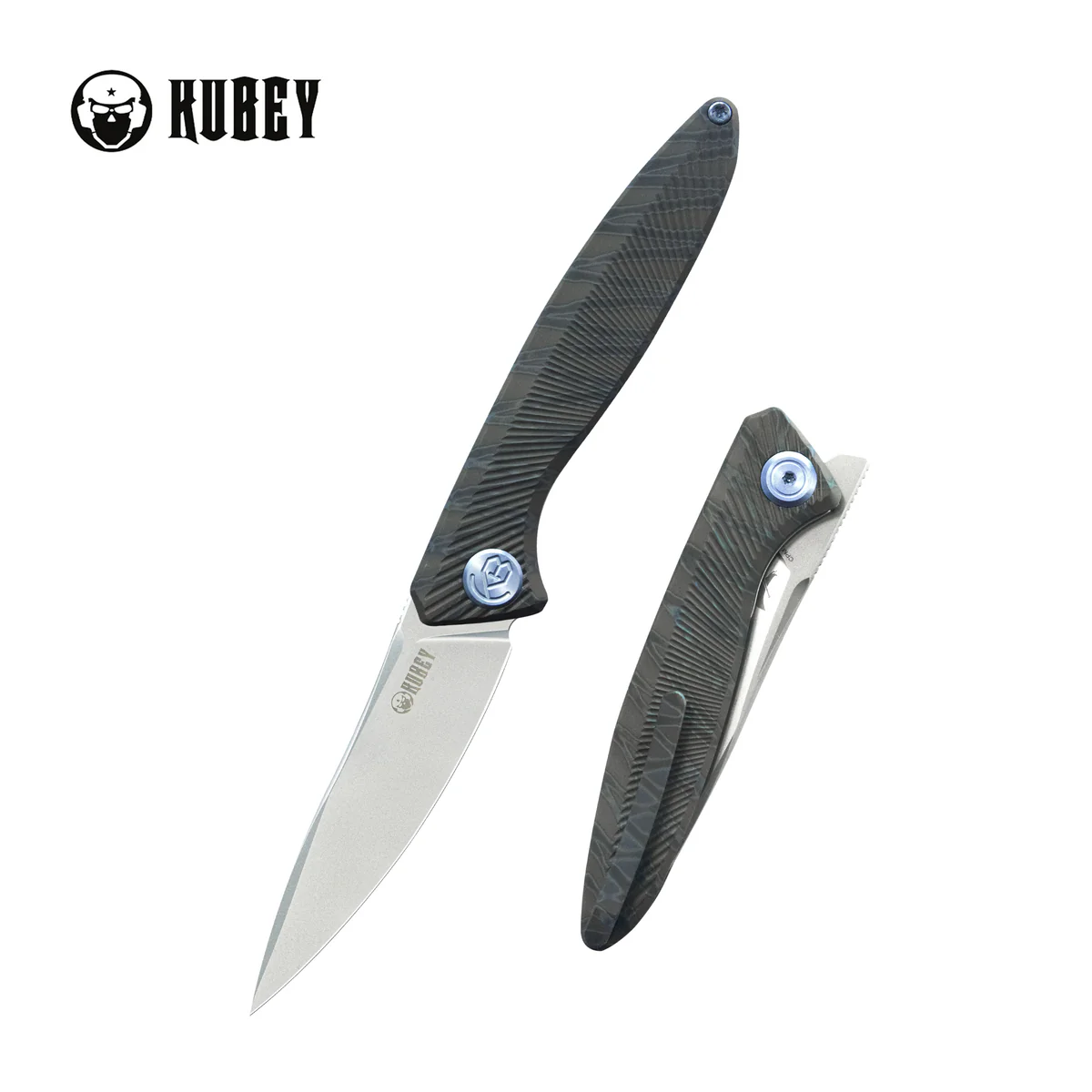 Nóż składany Kubey Pike Flame Titanium, Sandblasted CPM 20CV by Parsons Bladeworks (KB2103C)