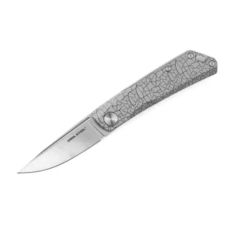 Nóż składany Real Steel LUNA LE xx/499 Grey Crackle Titanium, Satin N690 by Poltergeist Works (7001TC05)