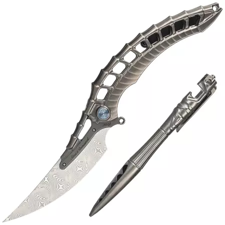 Nóż składany RikeKnife Alien 4 Dark Gray Titanium, Damasteel by Richard Wu (ALIEN4-DG)