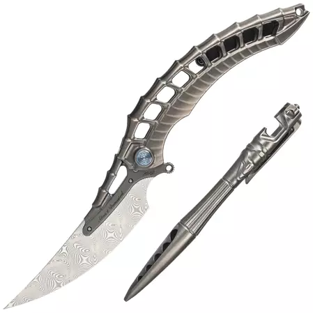 Nóż składany RikeKnife Alien 4 Dark Gray Titanium, Damasteel by Richard Wu (RK-ALIEN4-DG)