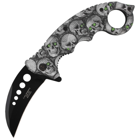 Nóż składany karambit Herbertz CJH Skulls, Black Blade (ART000137 - 572413)