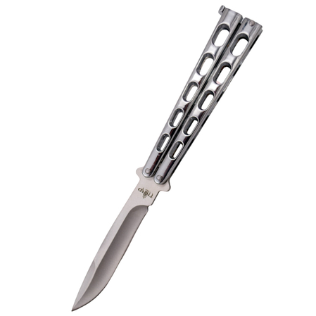 Nóż treningowy motylkowy Third Decor Habitat Balisong Silver Stainless Steel, Satin 420 (K2919BX)