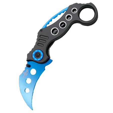 Nóż treningowy składany Third Karambit Black Aluminium, Blue Anodized Aluminium (K7104BL)